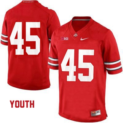 Ohio State Buckeyes Youth Only Number #45 Red Authentic Nike College NCAA Stitched Football Jersey KF19C37LZ